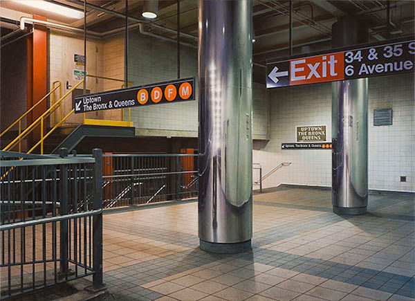 Surreal painting: a more realistic New York subway than captured by a camera - pinned emoticon