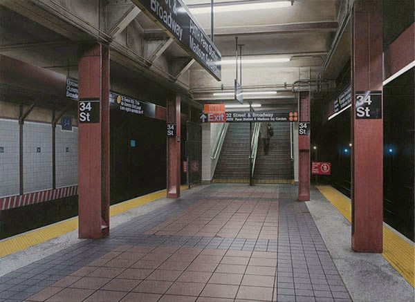 Surreal painting: A New York subway that is more realistic than a camera shot - pinned emoticon