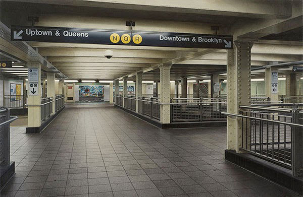 Surreal painting: a New York subway that is more real than a camera shot - top emoticon