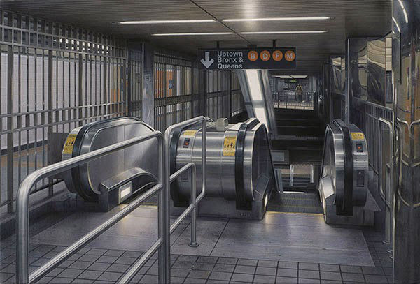 Surreal painting: a New York subway that is more real than a camera shot - pinned emoticon